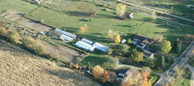 overhead shot of farm